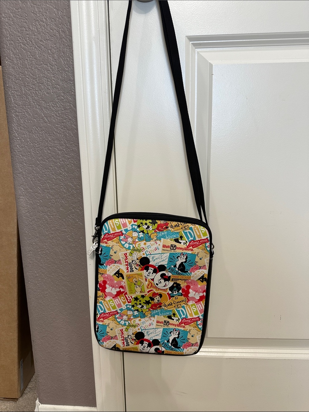 Disney Multi-Color Comic Strip Crossbody Bag with Black Strap